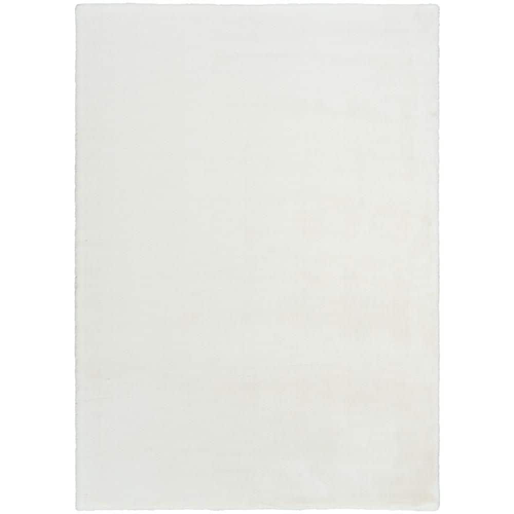 White Rabbit Fur Rug Nourison Soft Plush Rabbit Fur White 5 ft. x 7 ft. Solid Contemporary ...