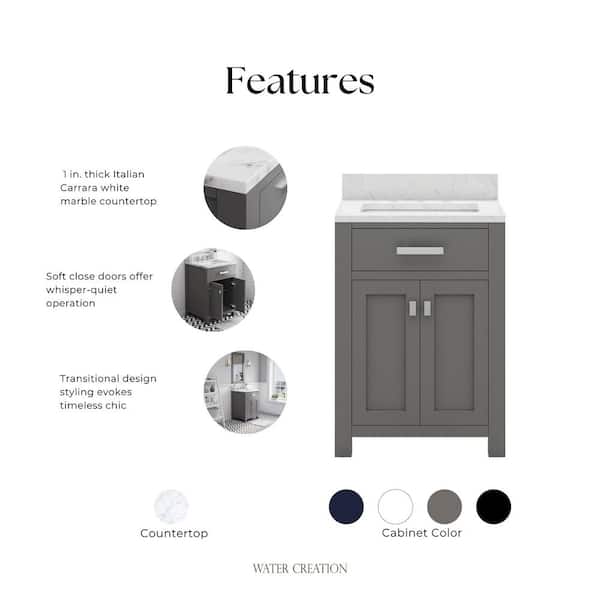 Water Creation Madison 24 in. W x 21.5 in. D x 34 in. H