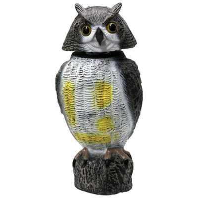 Emsco 16 In. Solar Powered Garden Owl Decoy Pest Repellant With LED ...