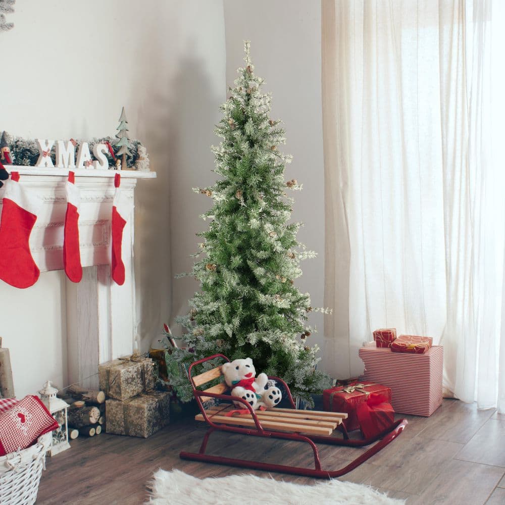 Fraser Hill Farm 7.5-ft. Pre-Lit Buffalo Fir Green Slim Artificial