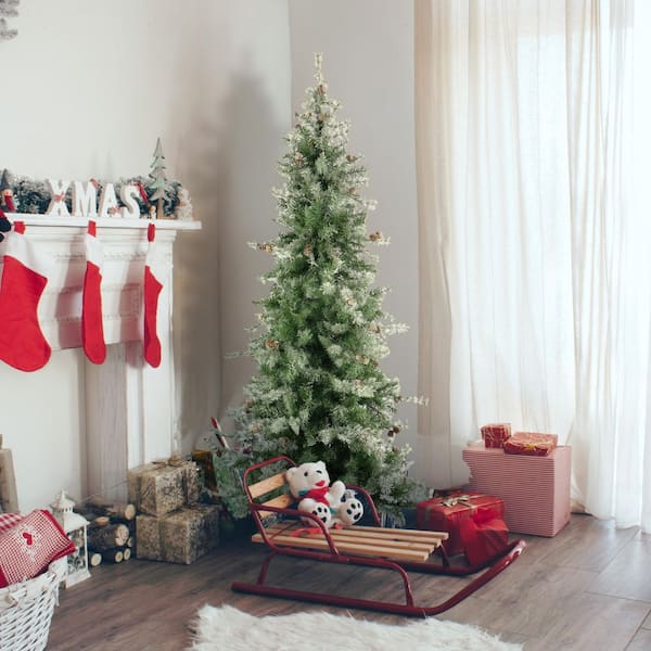 7.5-ft. Pre-Lit Buffalo Fir Green Slim Artificial Artificial Christmas Tree, Smart Lights