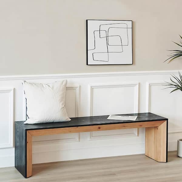 Clihome 59 in. Black Rectangle Wood Console Table