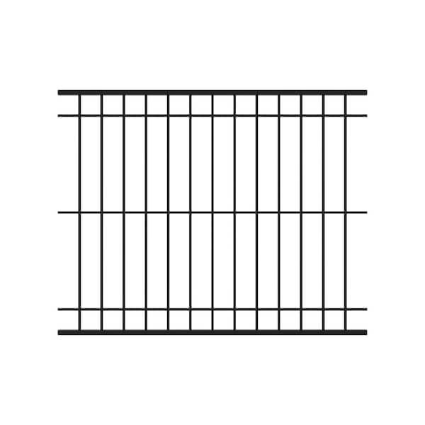 Estate 6.25-ft H x 94-in W Gloss Black Steel Fence Panel