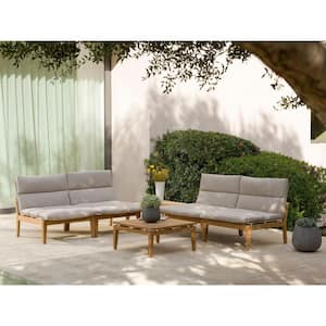 Puglia 6-Piece 100% FSC Solid Teak Outdoor Patio Conversation Set with Coral Sand Cushions