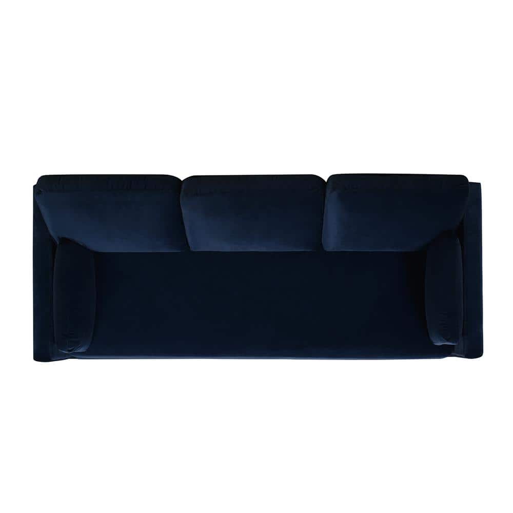 Knox 84" Lawson Track Arm Sofa in Dark Navy Blue Performance Velvet
