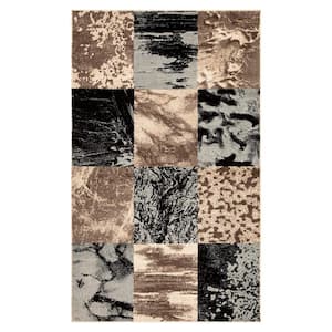 Brentwood Beige 4 ft. x 6 ft. Modern Patchwork Indoor Area Rug