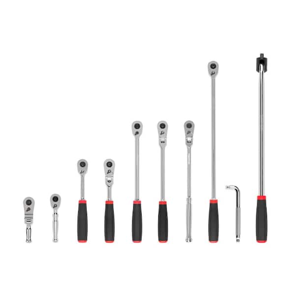 TEKTON 3/8 in. Drive Quick-Release Comfort Grip Ratchet, L-Handle, and Breaker Bar Set (10-Piece)