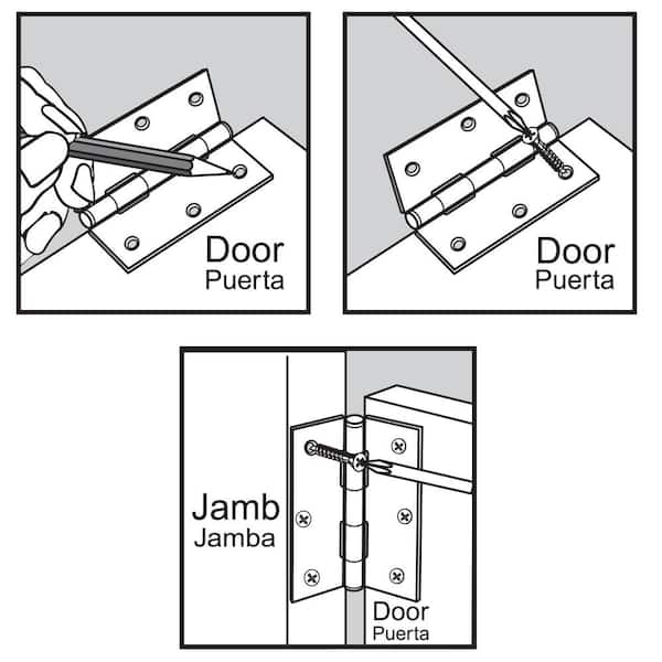 Everbilt - 2-Pack 1-1/2 in. Matte Black Non-Removable Pin Narrow Surface Mount Door Hinge