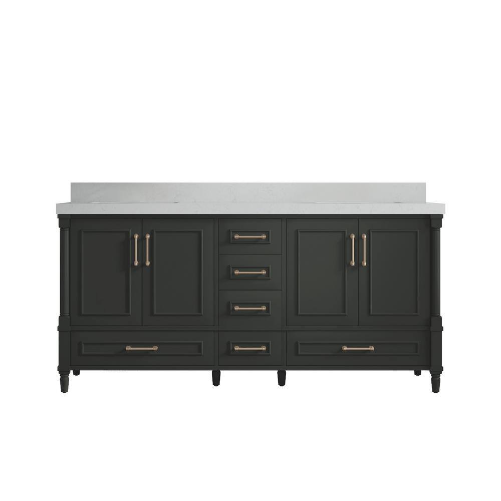 Hudson 72 in. Double Sink Freestanding Black Top Bath Vanity with Carrara Quartz Top Unassembled price history on PriceWatchPro