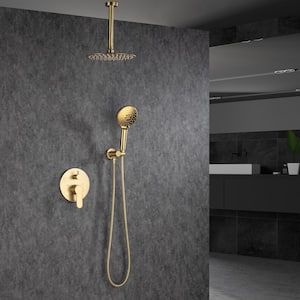 Single Handle 3 -Spray Patterns Shower Faucet 2.5 GPM with Pressure Balance Anti Scald in Brushed Gold
