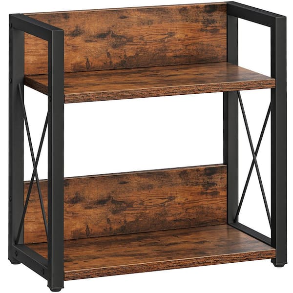 2-Tier Rustic Brown Large Capacity Adjustable Countertop Organizer Spice Rack Wood Shelf for Kitchen
