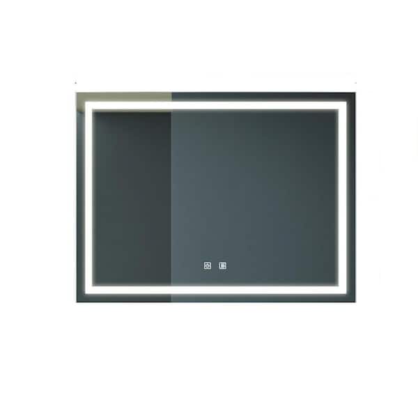 Unbranded 48 in. W x 36 in. H Rectangular Frameless Wall Bathroom Vanity Mirror in Glass with LED, Dimmable Touch, Anti-Fog