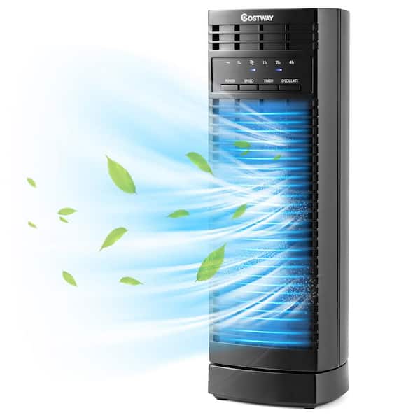 Costway 14 in. Mini Oscillating Tower Fan Electric Desk Fan with/3 Speed and Timer Black