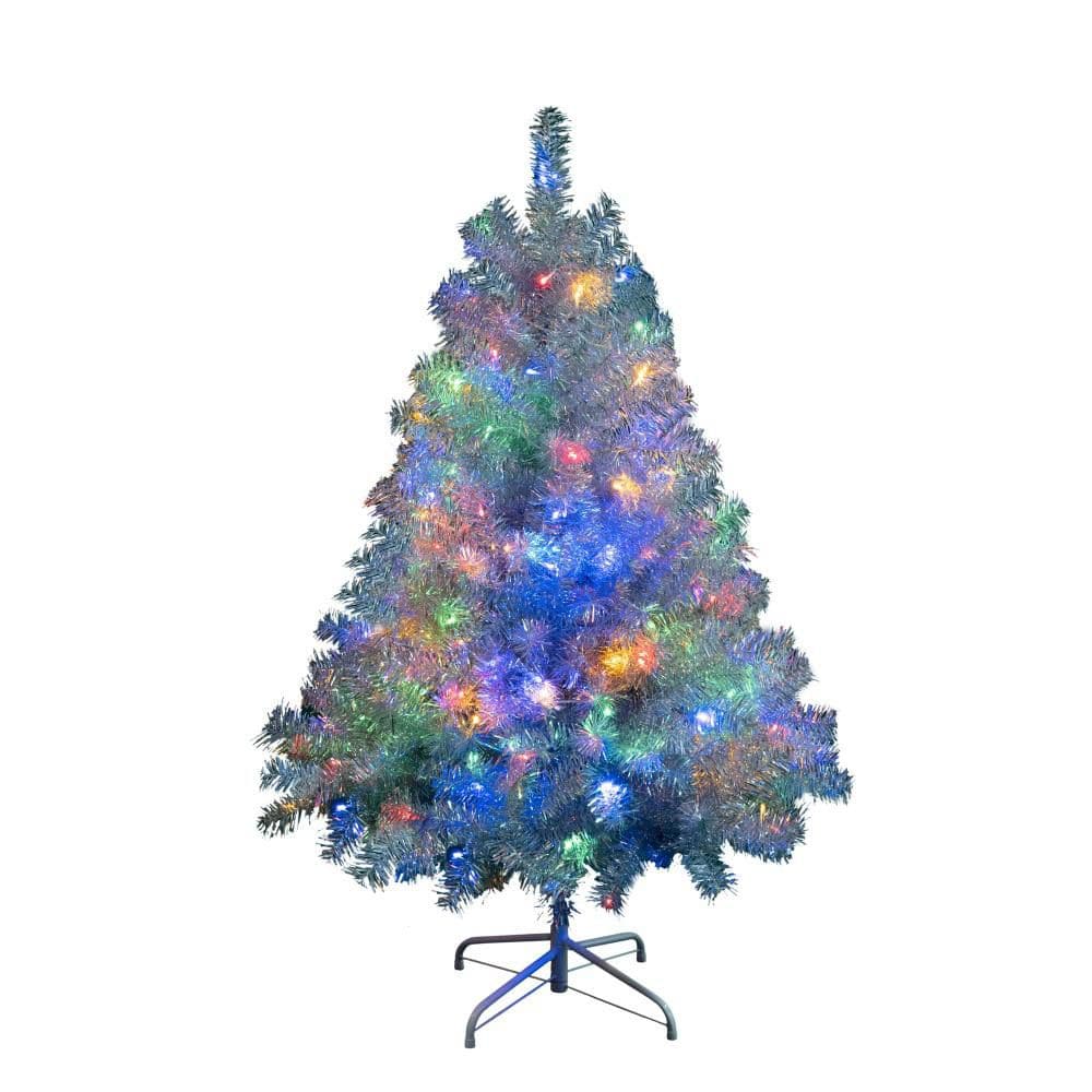 Lycvki 4 ft. Silver Artificial Cedar Tree with 400 Branch Tips and