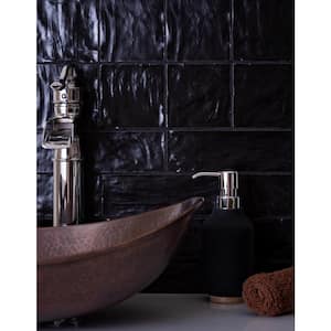 Black 2.5 in. x 8 in. Polished and Honed Ceramic Subway Mosaic Tile (5.28 sq. ft./Case)