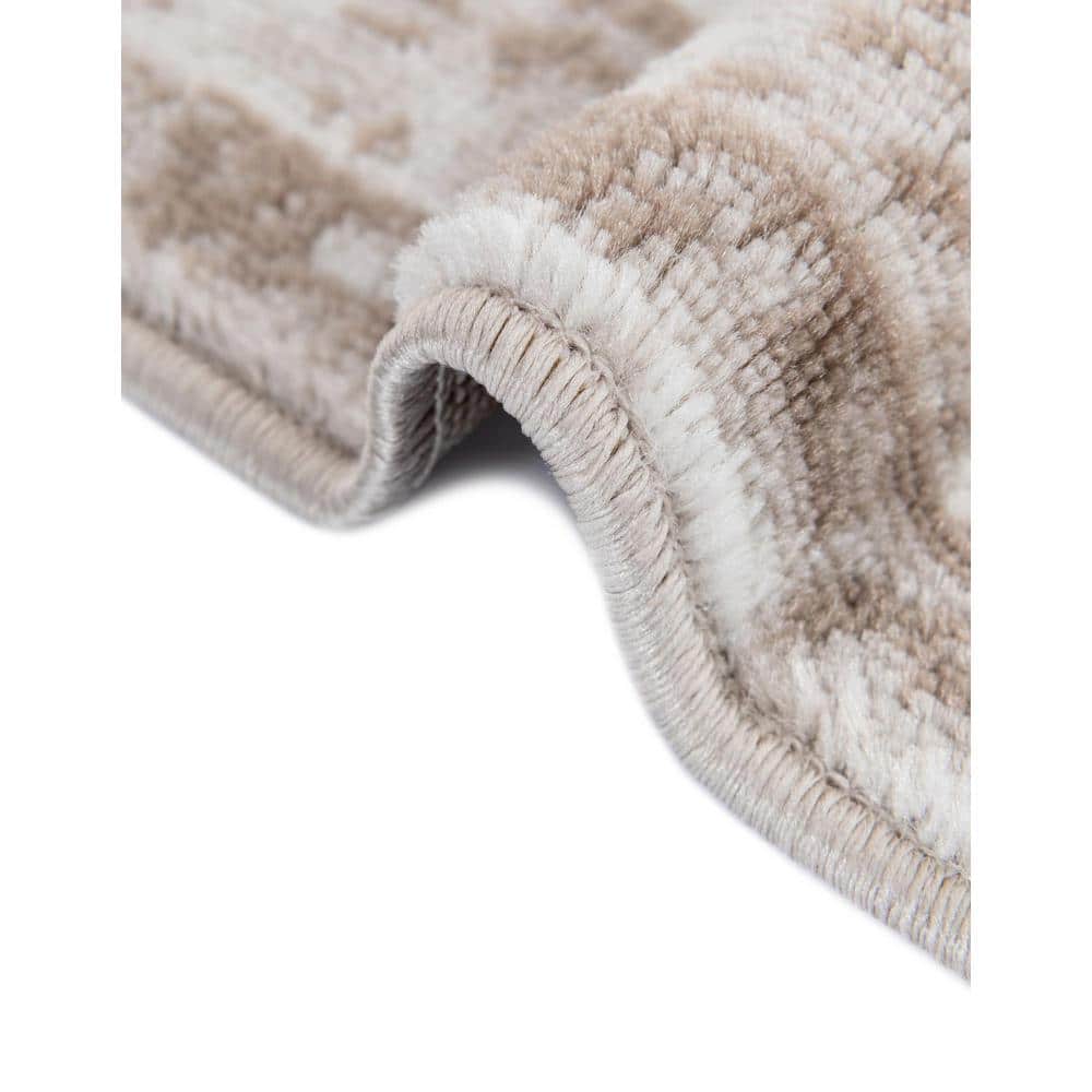 Beige 6'x9' Rectangular Synthetic Easy-Care Stain-Resistant Rug