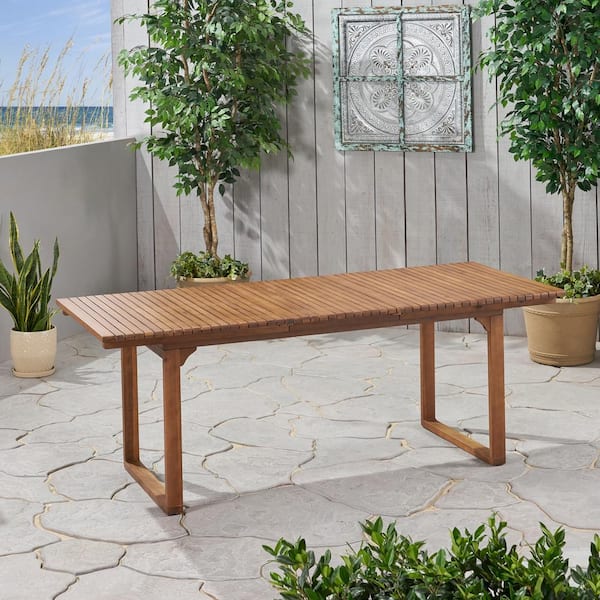 Slatted Acacia Wood Rectangular Expandable Outdoor Patio Dining Table for sale online 