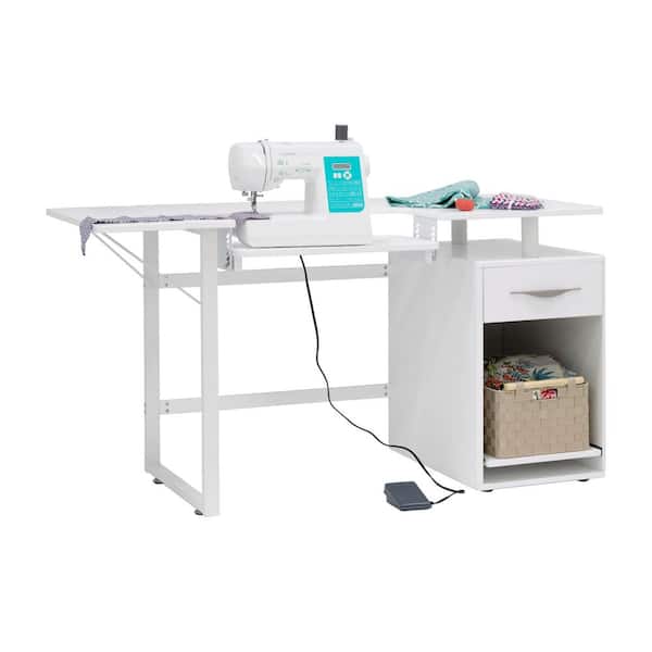 Sew Ready Dart Sewing Machine Table with Folding Top, White