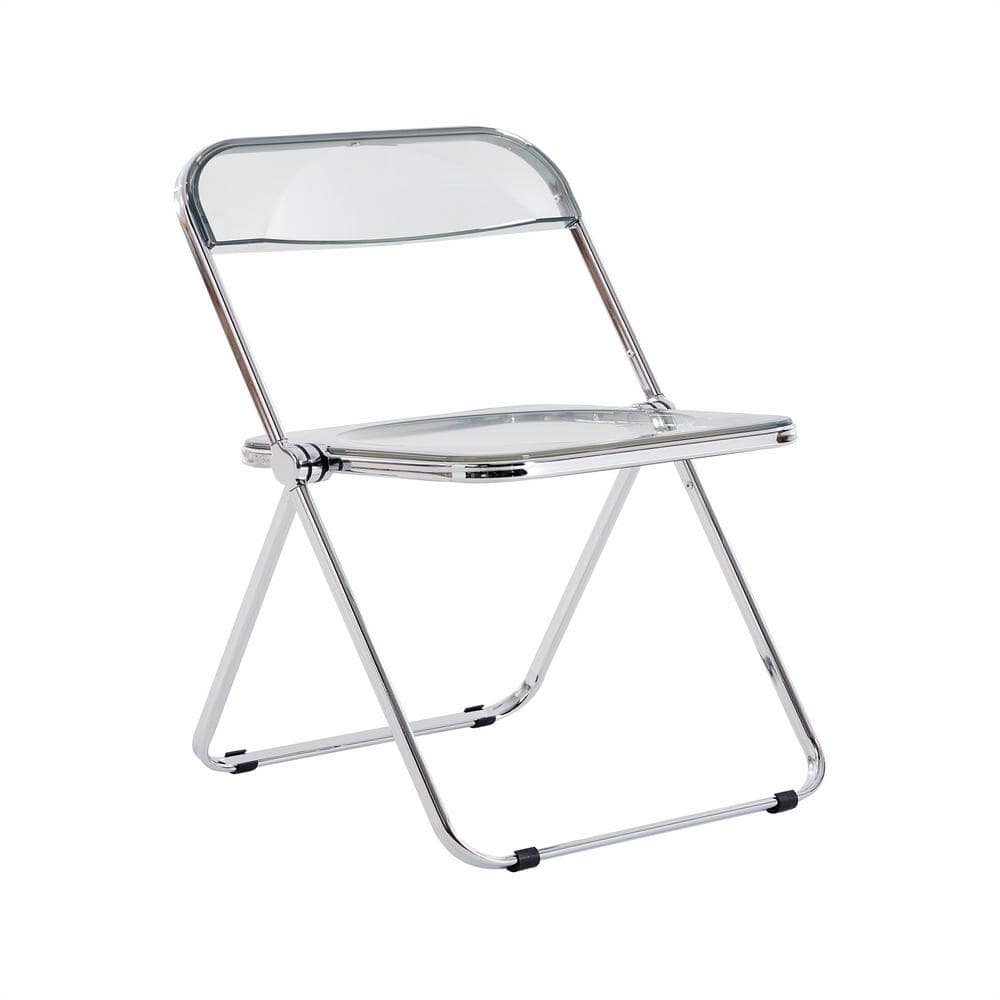 Seafuloy Gray Clear Transparent Pc Plastic Folding Chair (Set of 2