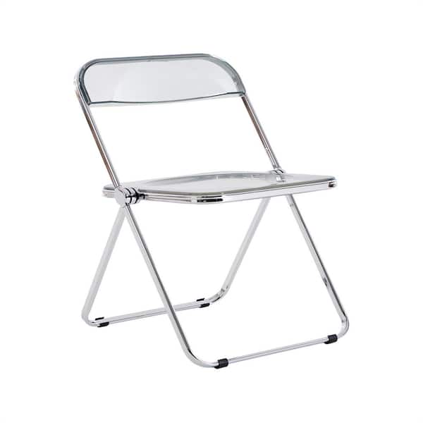 Seafuloy Gray Clear Transparent Pc Plastic Folding Chair (Set of 2 ...