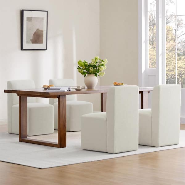 Idina Linen Fabric Dining Chair with Casters (Set of 2)