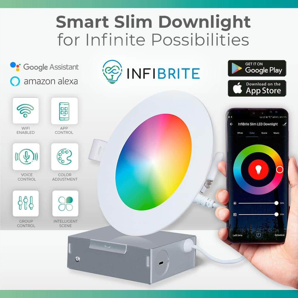 4'' Ultra-Thin Dimmable LED Smart Recessed Lighting Kit, Set of 24