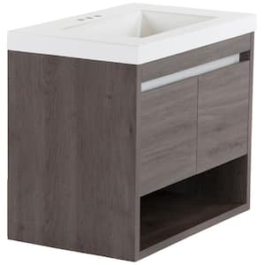 Wilby 30.5 in. W x 18.9 in. D Bath Vanity in Dark Oak with Cultured Marble Vanity Top in White with White Sink