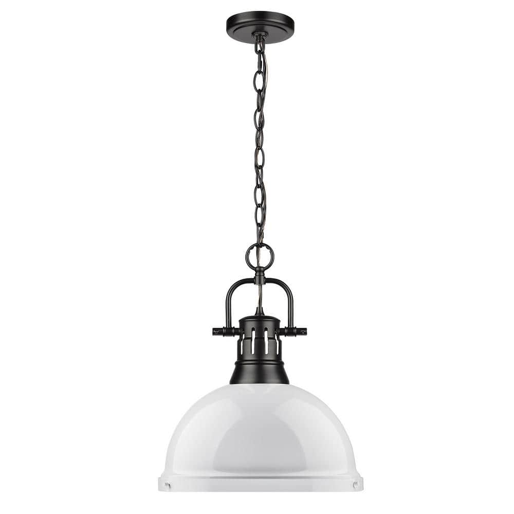 Duncan Transitional Large Black Pendant with White Glass Shade
