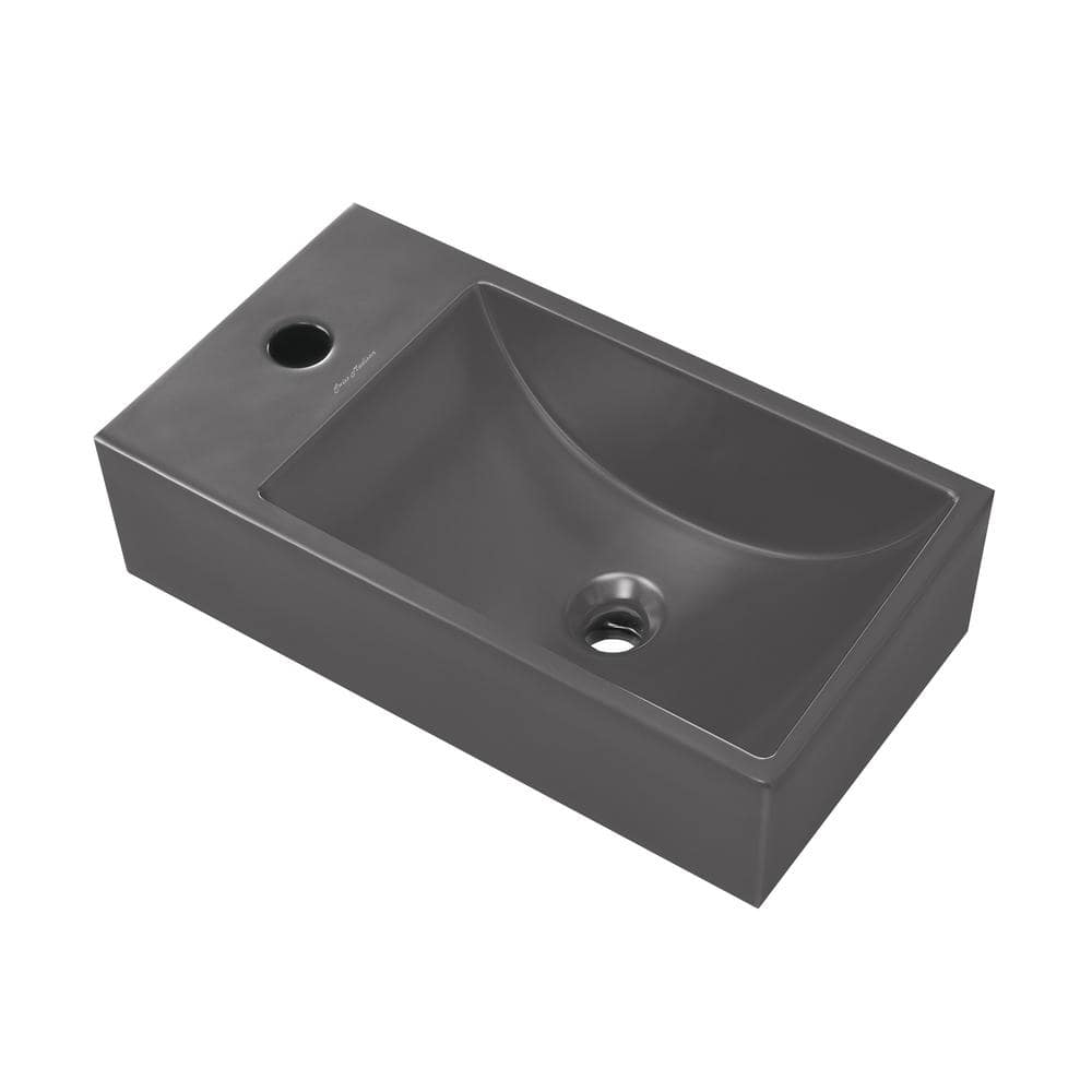 Lisse 16 in. Concrete Rectangle Wall-Mounted Sink with Left Side Faucet Mount in Matte Dark Gray price history on PriceWatchPro