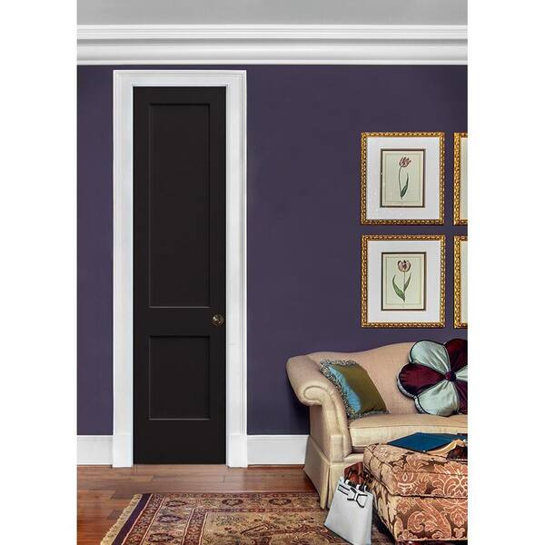 24 in. x 96 in. Monroe Black Painted Left-Hand Smooth Solid Core Molded Composite MDF Single Prehung Interior Door