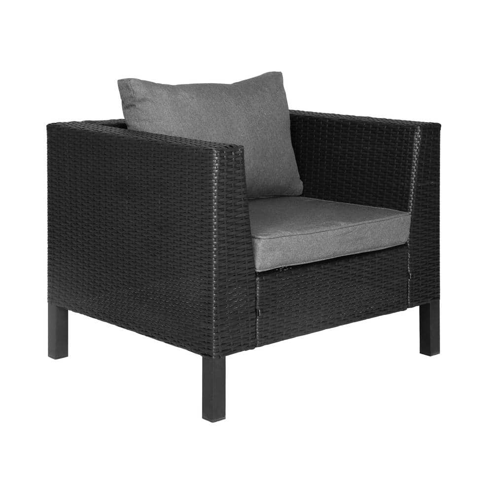 Gray 4-Piece All-Weather Wicker Patio Conversation Set with Cushions