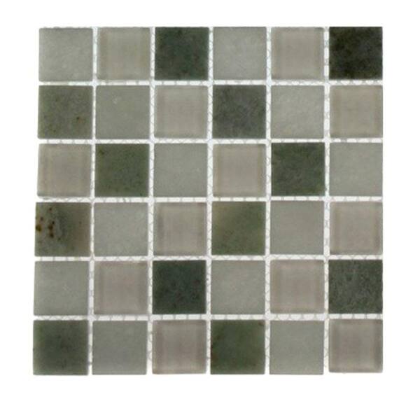 Splashback Tile Contempo Ming White Marble and Glass Mosaic Floor and Wall Tile - 3 in. x 6 in. x 8 mm Tile Sample