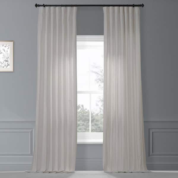 Exclusive Fabrics & Furnishings Supreme Cream Beige Dune Textured Solid Cotton Light Filtering Curtain Pair - 50 in. W x 108 in. L (2 Panels)