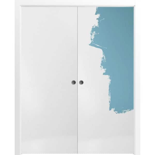 Sartodoors 48 in. x 96 in. 2 Panel Primed Finished Solid Wood with Honeycomb Sliding Door with Hardware