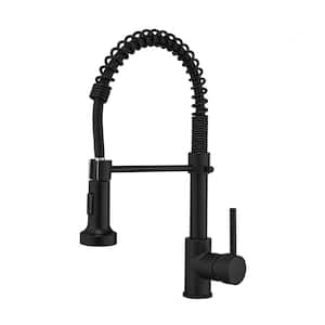 Single Handle Pull Down Sprayer Kitchen Faucet with Dual Function Sprayhead and 360° Rotation in Matte Black