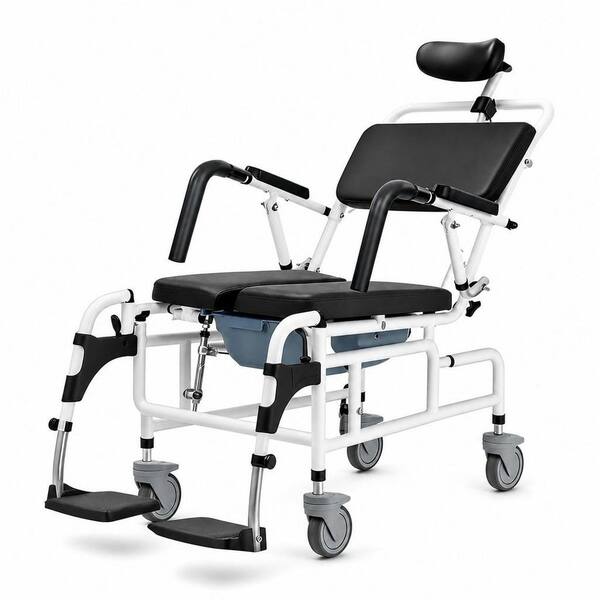 Reclining Shower Chair with Wheels, Rolling Shower Chair with Commode for Shower Use