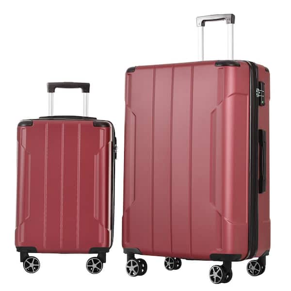 Polibi 20 in./28 in. 2-Piece Red Hardside Expandable Luggage Sets with TSA Lock Spinner Wheels
