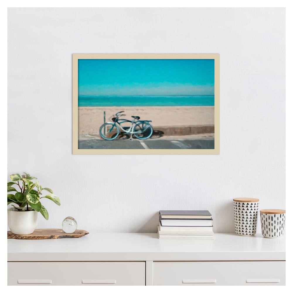 Svelte Natural Framed Scenic Beach Bicycle Graphic Art Print