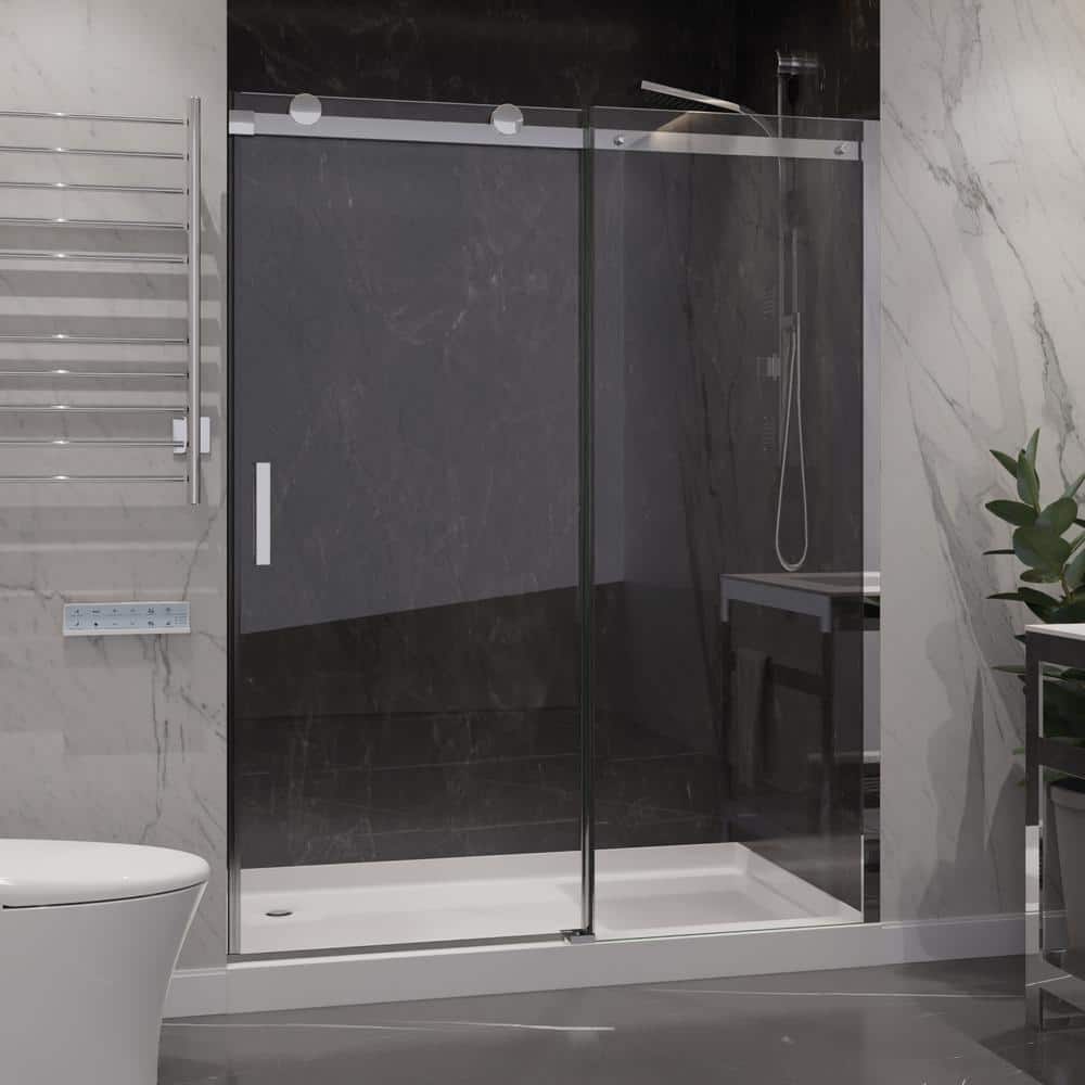 Rhodes Series 48 in. x 76 in. H Sliding Frameless Shower Door in Chrome wit