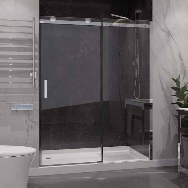 ANZZI Rhodes 48 in. W x 76 in. H Sliding Frameless Shower Door/Enclosure in Chrome with Clear Glass