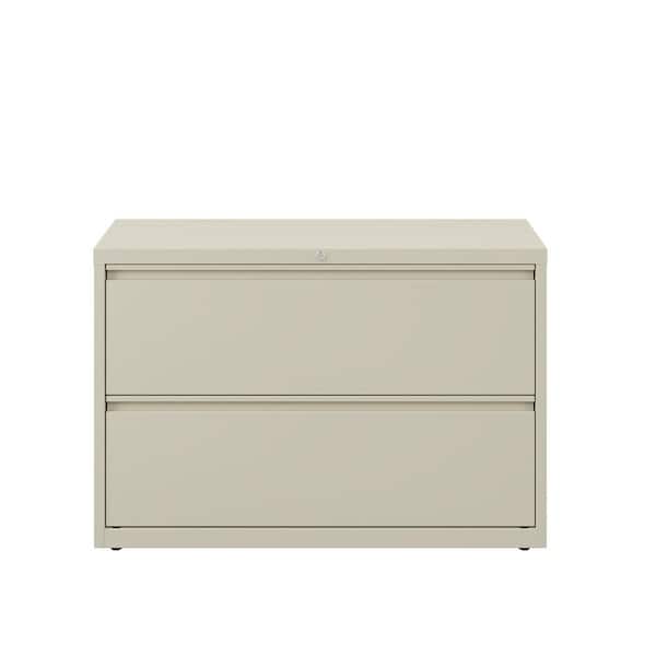 Hirsh 42 in. W 2-Drawer Putty Metal Lateral File Cabinet for Home and Office, Holds Letter, Legal and A4 Hanging Folders