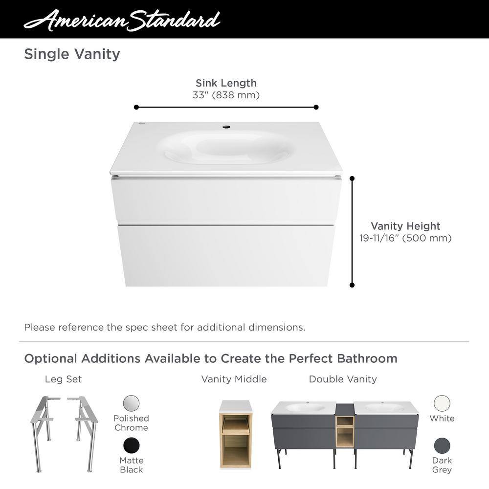 Studio S 33" White Wall-Mounted Single Bathroom Vanity