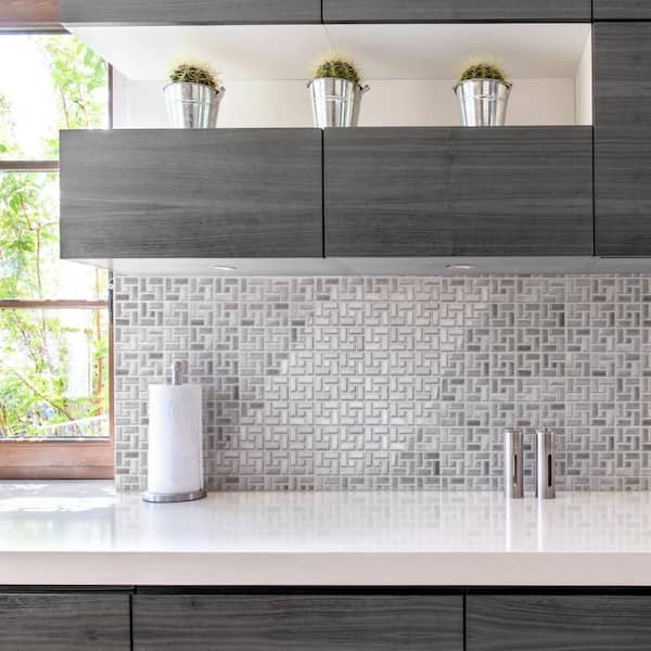 Hudson Spiral Grey Eye 13 in. x 13 in. Porcelain Floor and Wall Mosaic Tile (11.3 sq. ft. /Case)