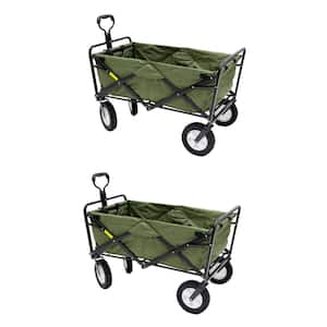 Collapsible Folding Steel Frame Garden Utility Wagon Cart (2-Pack)