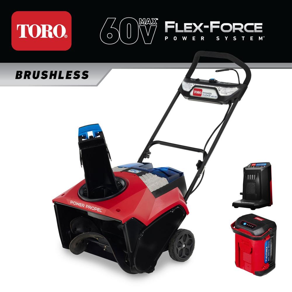 Toro Power Clear 21 in. 60V Brushless Cordless Single-Stage Electric Snow Blower - 10.0 Ah Battery and Charger Included