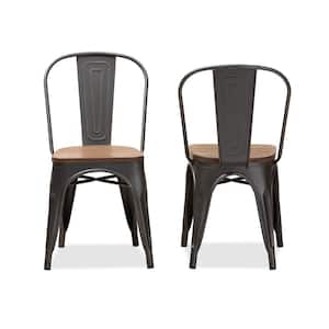Henri Gunmetal Gray and Oak Brown Side Chair (Set of 2)