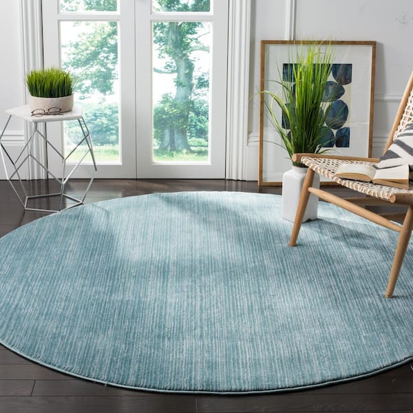 Vision 10 ft. x 10 ft. Aqua Solid Color Round Rug