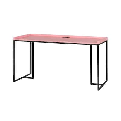 Furniture of America Carcanna 59 in. Rectangular Pink Computer Desk with USB Port