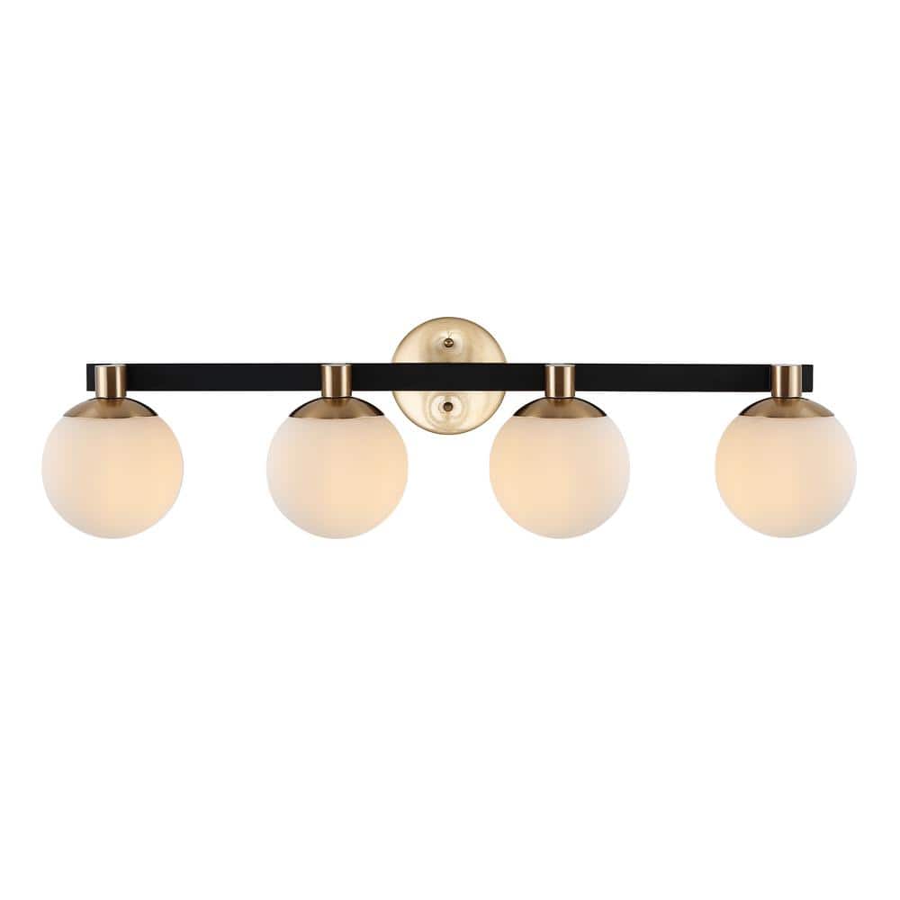 Modernist Globe 34" Brass Gold & Frosted Glass LED Vanity Light