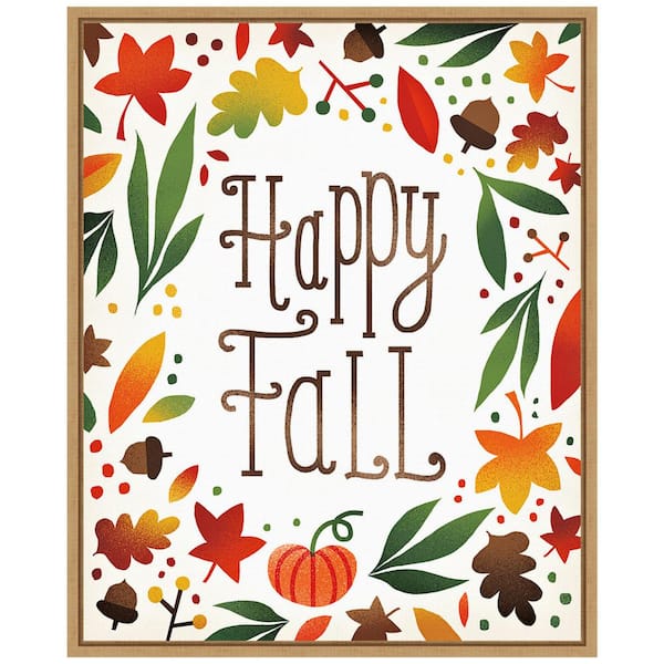 Amanti Art 16 in. W x 19.62 in. H Harvest Time Happy Fall Fall/Thanksgiving Framed Canvas Box Wall Art